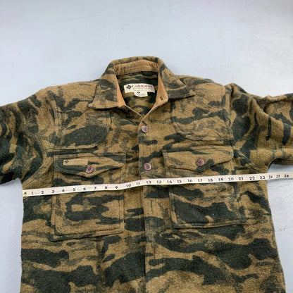 Columbia Gallatin Range Wool Blend Jacket Outfitter Brown Camo M Missing Buttons