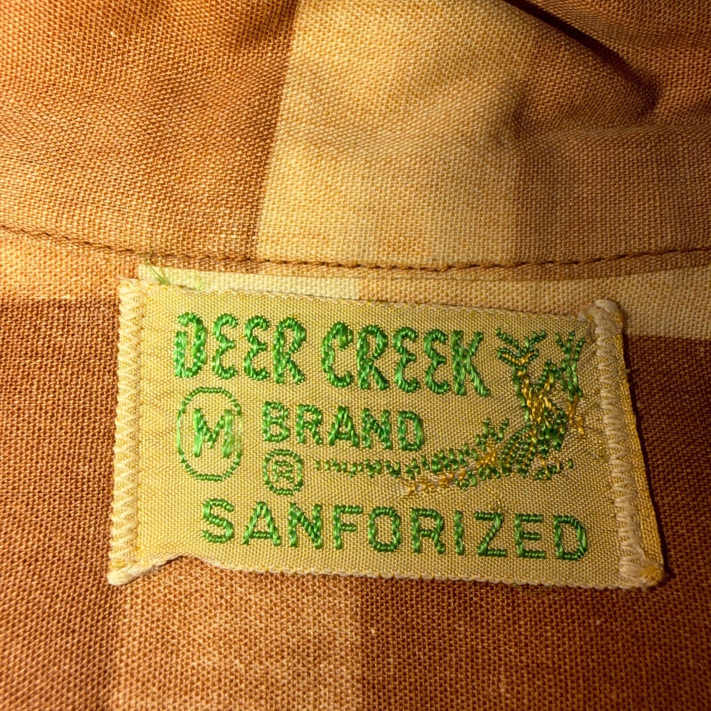 VTG 40s Deer Creek Brown Plaid Loop Collar Button Shirt Rockabilly Sanforized