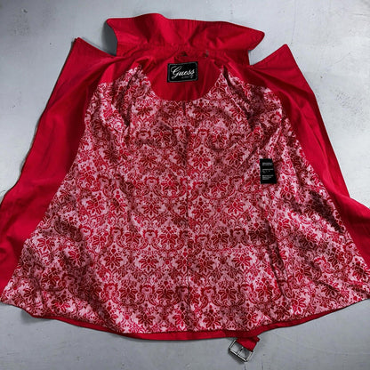 GUESS Pink Belted Peacoat Wmn Sz XS VTG Button Detail Zipper Trench Cute