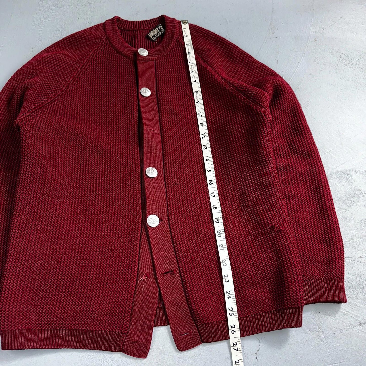 Meister Sweater M Women’s Wool Austria Pullover Red V Neck Vintage Cardigan 60s