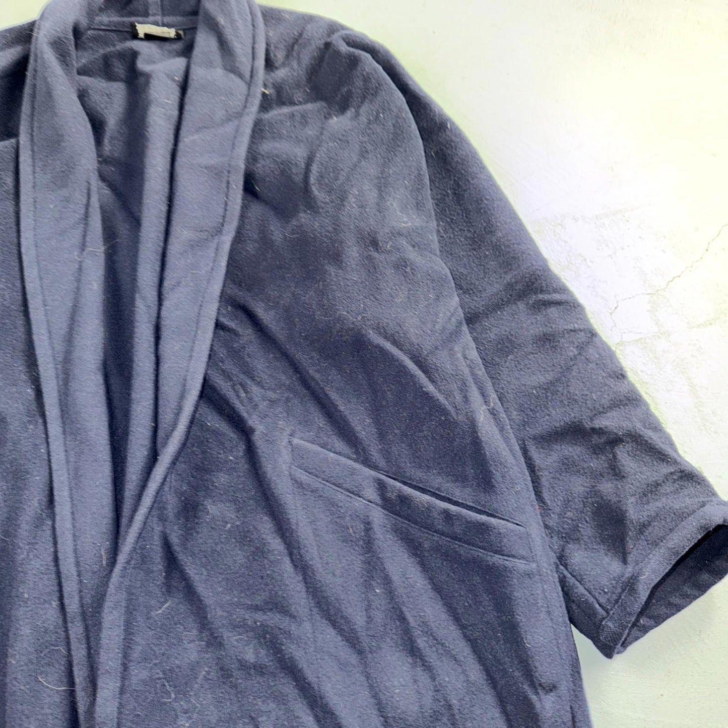 Eileen Fisher Coat Women’s Blue Wool Open Front Oversized Kimono Jacket VTG