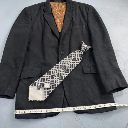 1950s 1960s VTG Mens Suit 36R Jacket Coat Black Union Wool Rockabilly Blazer