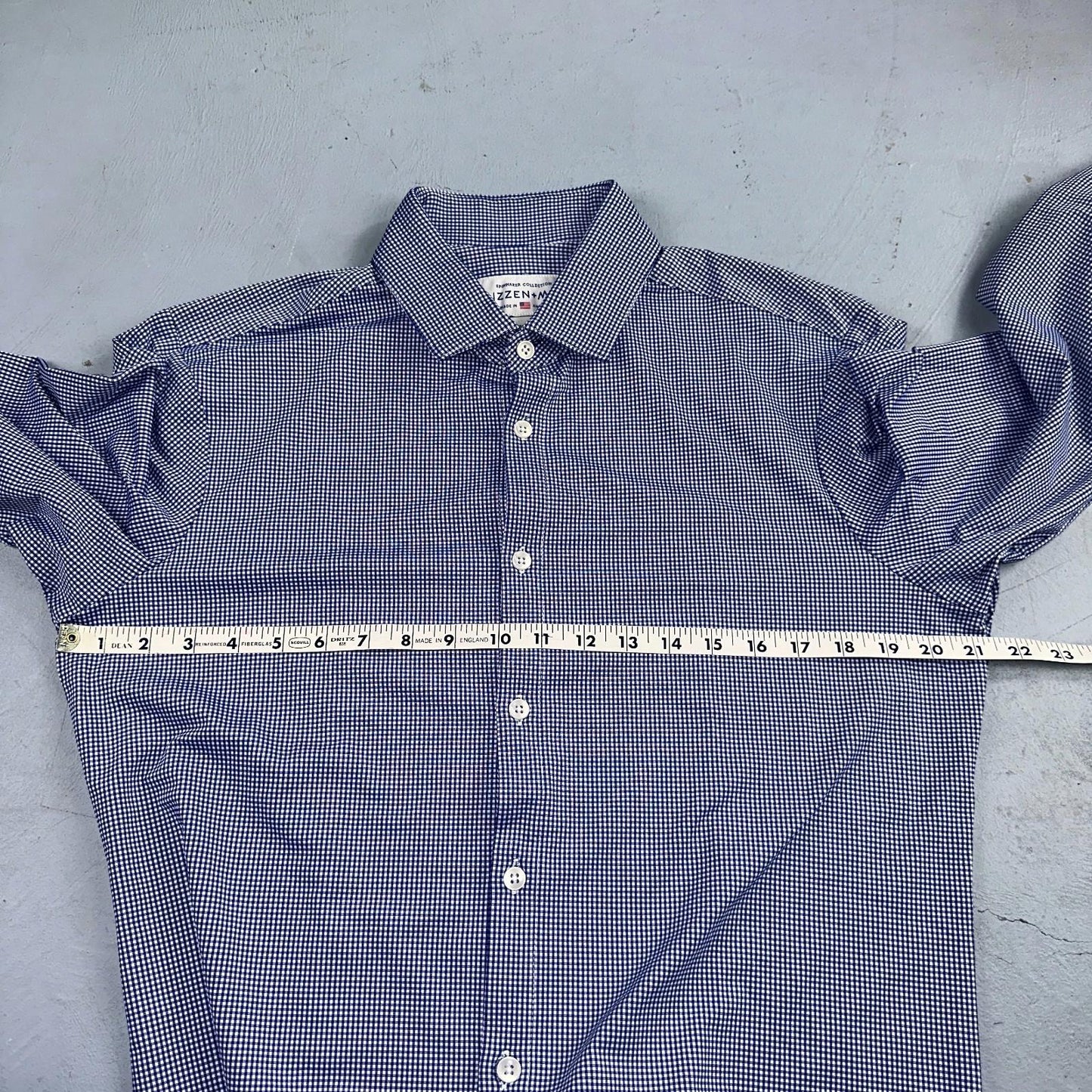 Mizzen Main Spinnaker Collection Shirt Mens L Trim Fit Navy Gingham Performance