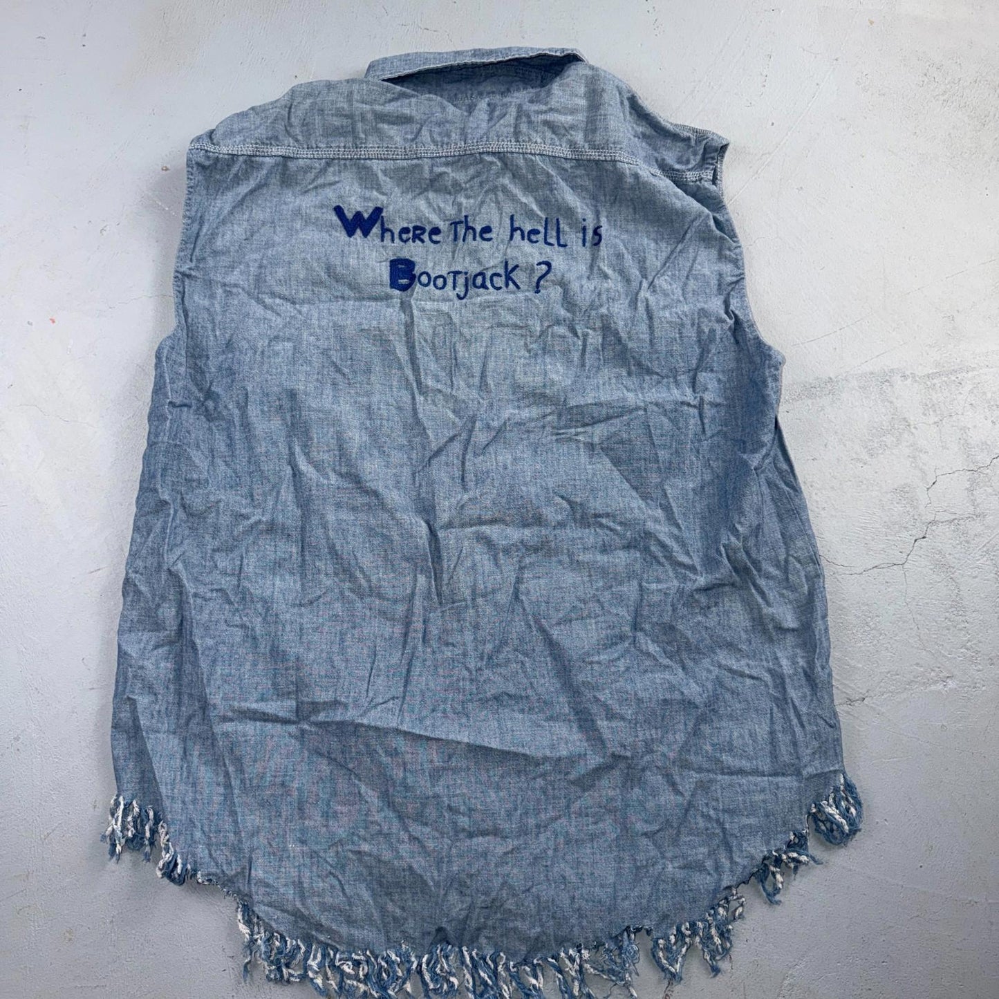 60s 70s Penneys Big Mac Blue Chambray Work Shirt Vest True Vtg Chain Stitch