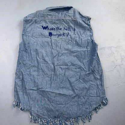 60s 70s Penneys Big Mac Blue Chambray Work Shirt Vest True Vtg Chain Stitch