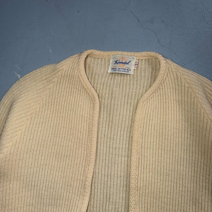 VTG 50s Kandel Oregon Woolen Mills Open Front Wool Sweater Cardigan Rockabilly L