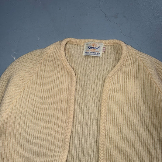 VTG 50s Kandel Oregon Woolen Mills Open Front Wool Sweater Cardigan Rockabilly L