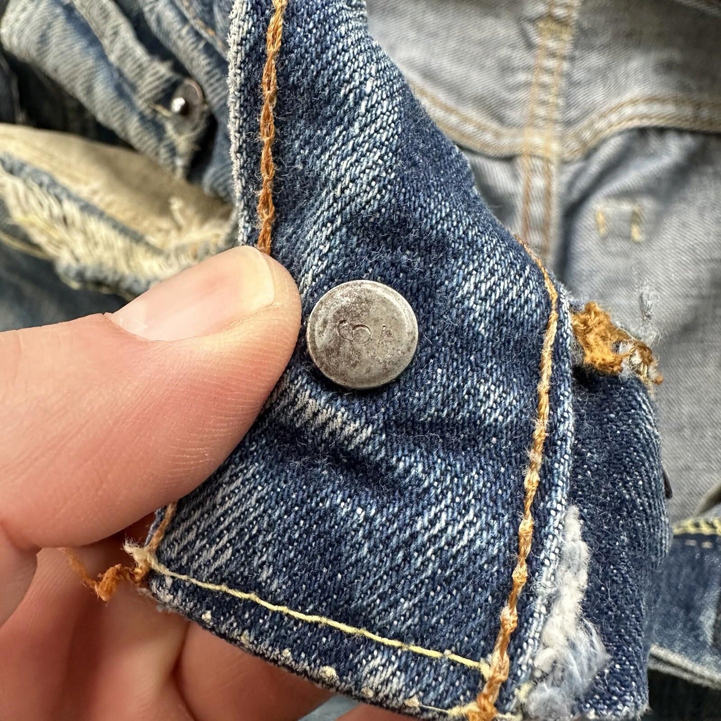 Levis 501 XX Big E True Vintage 60s Redline THRASHED Denim Jeans 1960s 27x26