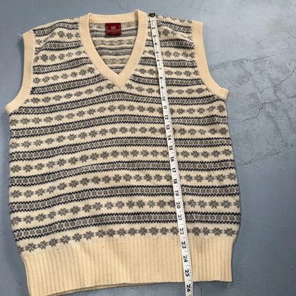 VTG Nordstrom Sweater Vest V-Neck 100% Lambs Wool Womens Size Large Striped