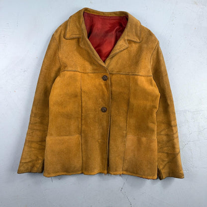 1940s 1950s VTG Brown Suede Jacket Leather Distressed Rockabilly Ricky Chore