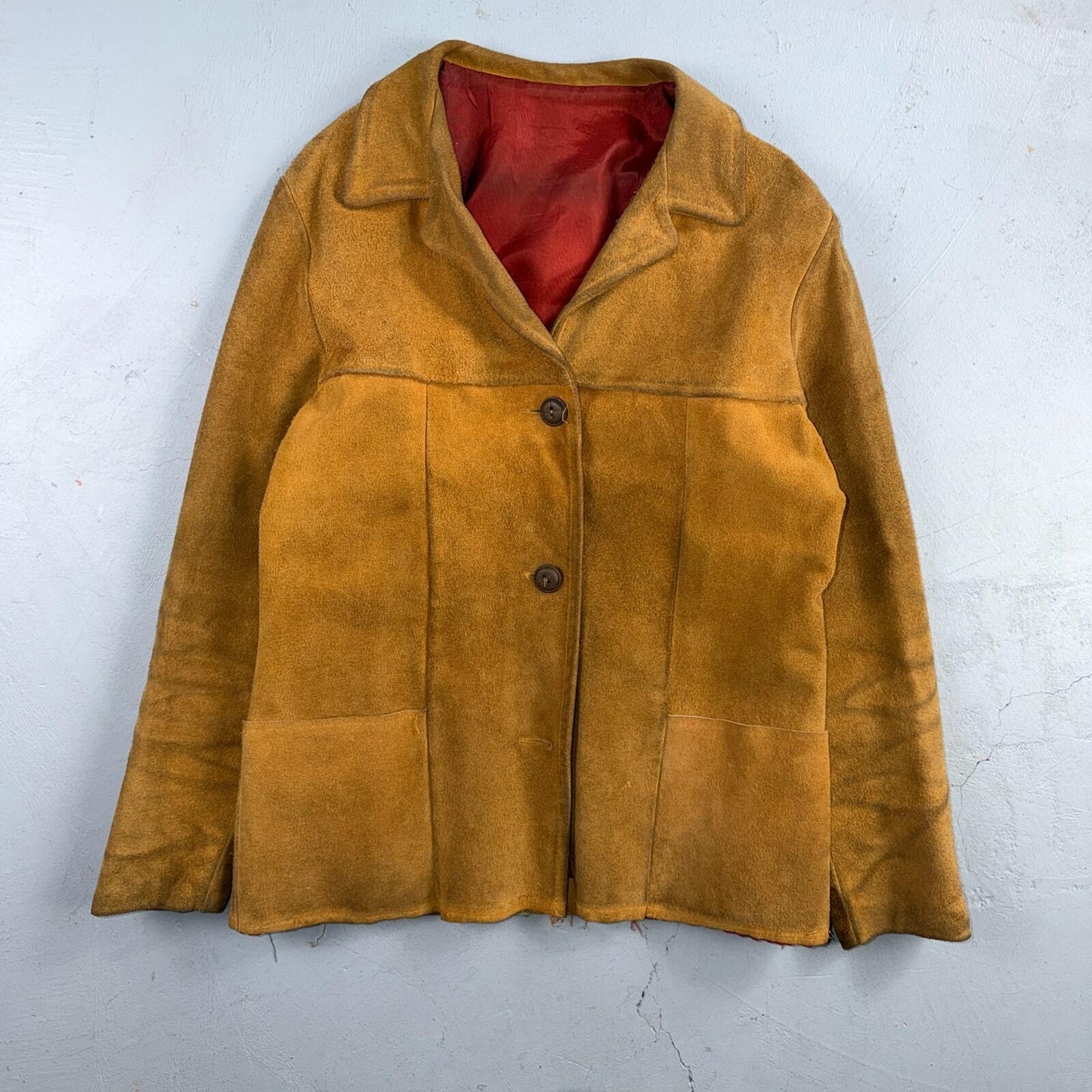 1940s 1950s VTG Brown Suede Jacket Leather Distressed Rockabilly Ricky Chore