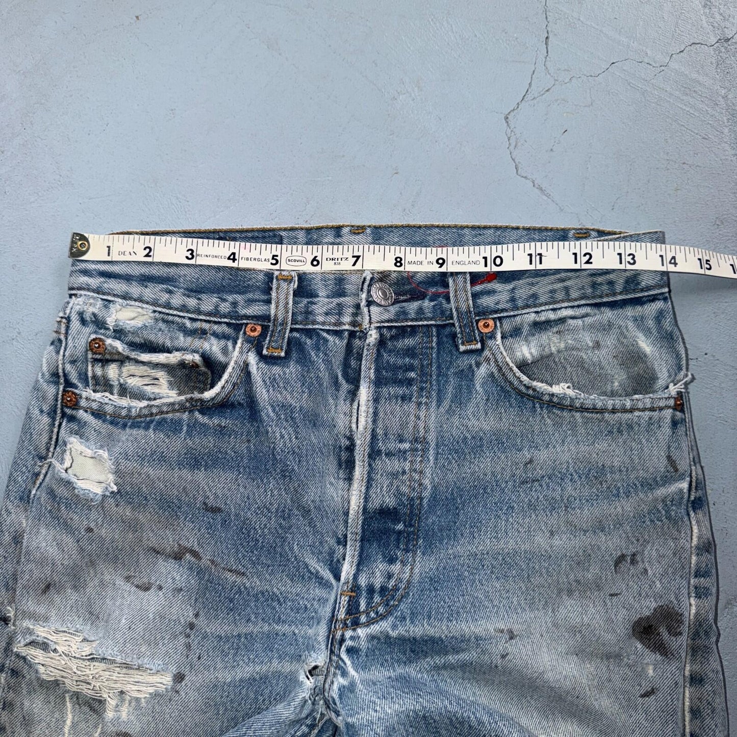 Levis 501 Vintage 90s USA XX Straight Leg Jeans Blue Light Wash 29x32 Act 28x28