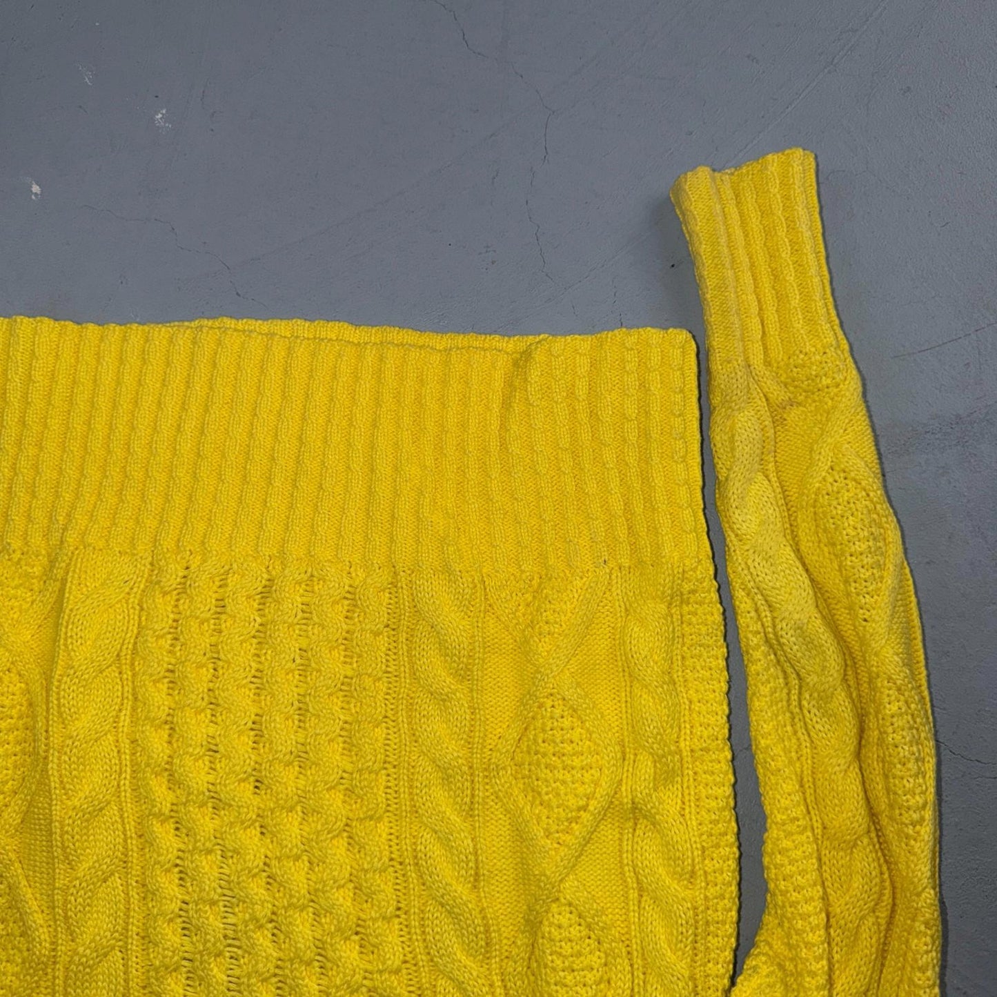 Polo Ralph Lauren Cable Knit Crew Neck Cotton Sweater Women’s XS Yellow