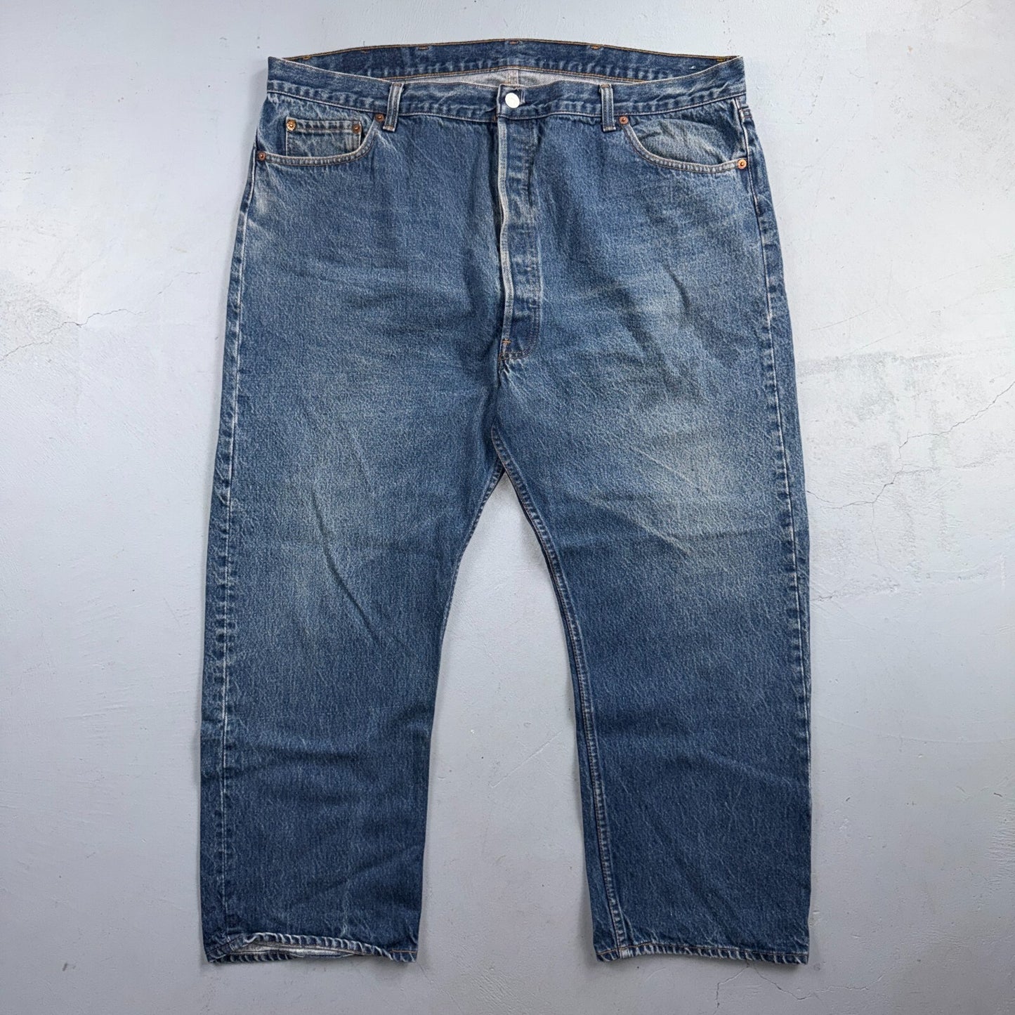 Levis 501 Vintage 80s USA XX Straight Leg Jeans Blue Med Wash 46x30 Act 41x26
