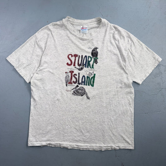 Vintage Stuart Island Washington T Shirt Bird Wildlife Nature Graphic Tee 90s