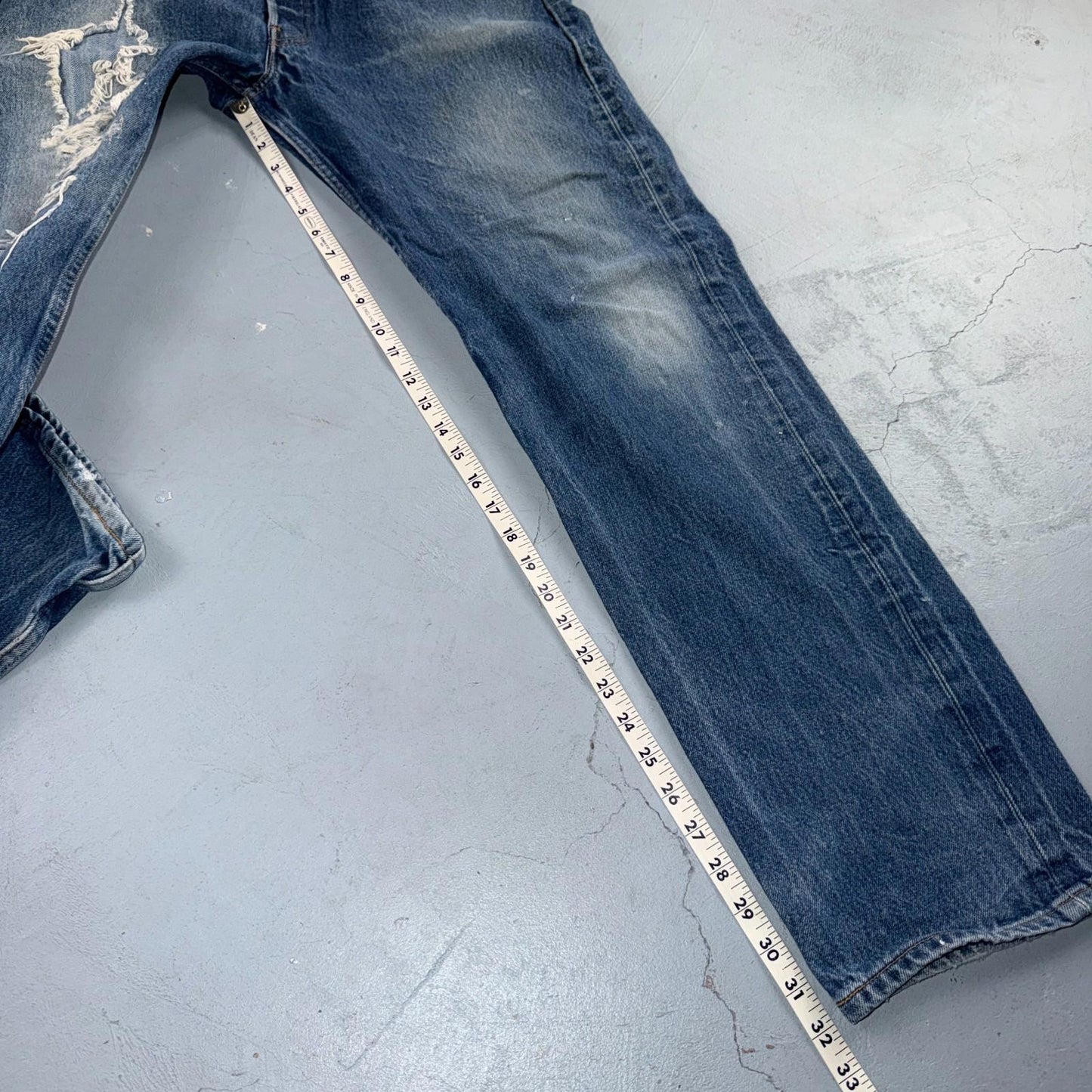 Levis 501 Vintage 90s USA XX Straight Leg Jeans Blue Thrashed 35x36 Act 33x32