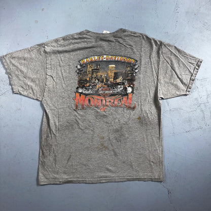 Harley Davidson Montreal Canada VTG T Shirt Doyles Grunge Thrashed Stained