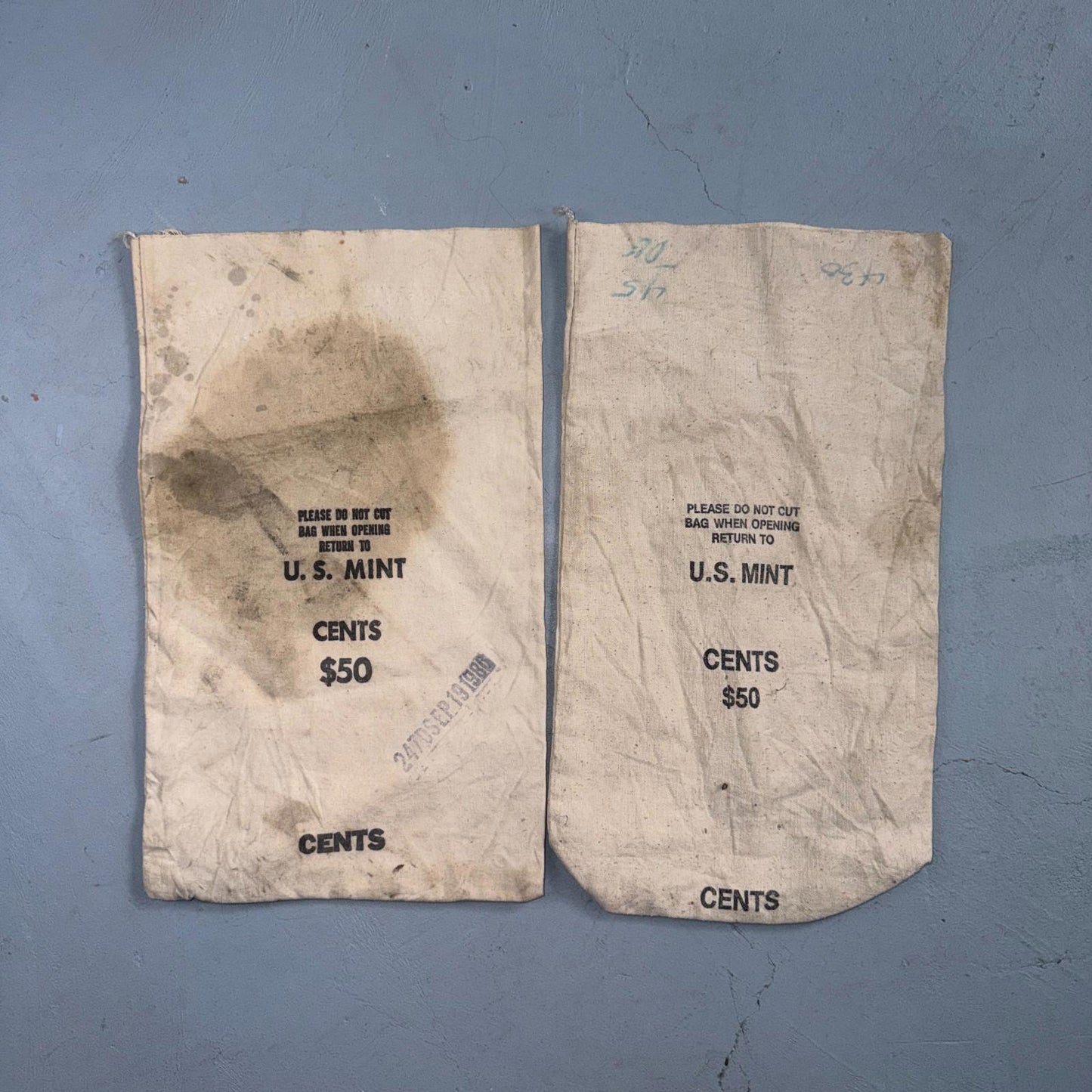 Vintage 1980 U. S. Mint Denver Cloth Cents $50 Coin Bag Empty Used 70s 80s