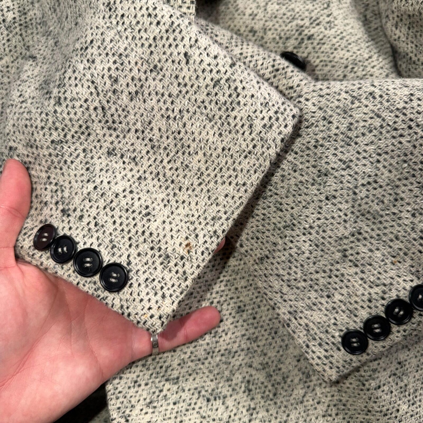 Vintage Blazer Shryocks Double Breast Mens 42 Wool Tweed Sport Suit Coat 80s