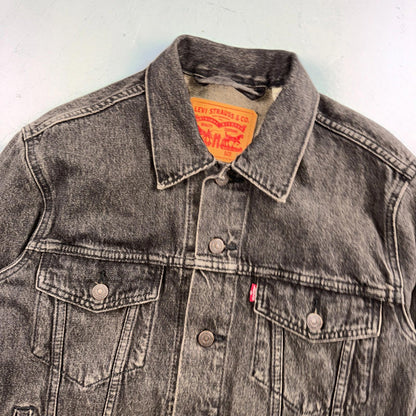 Levis Button Front Cotton Denim Trucker Jean Jacket Black Type 3 VTG Style Y2K