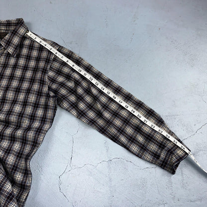 Vintage Pendleton Shirt Mens M Wool Plaid Flannel USA Button 1970s 70s Brown