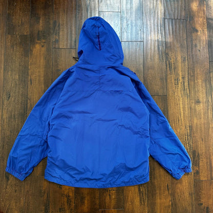 Eddie Bauer Windbreaker Jacket Mens M Blue Vintage Full Zip Ultrex Hooded RIPPED