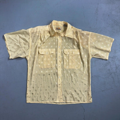 Liz Claiborne VTG Womens Button Front Blouse Shirt 8 P Crop Petite Checker