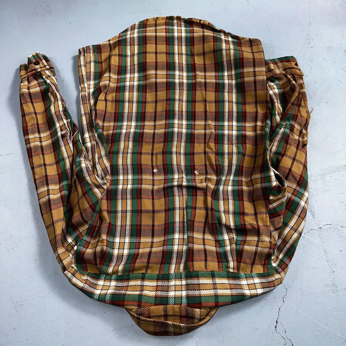 VTG Big Mac JC Penneys Thick 100% Cotton Flannel Work Shirt M 70s Plaid Thrashed