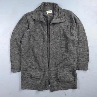 Vintage 80s El Mar Sweater Gray Knit Size M Made In USA Open Front Cardigan