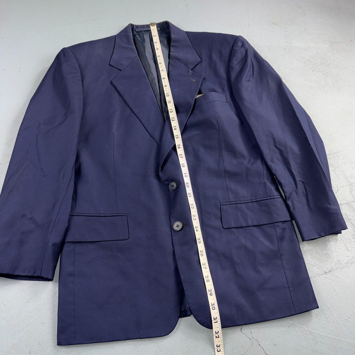 1990s Custom VTG Mens 2 PC Suit 40 Jacket Coat Pants Navy Blue Wool Rockabilly