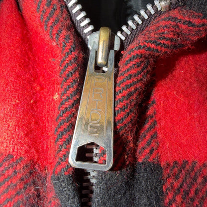 VTG 1960s 60s Cotton Buffalo Plaid Lined Insulated Zip Up Jacket Large Mackinaw