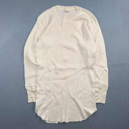 Jockey VTG 1960s Shirt Ivory Waffle Knit Thermal Underwear Long Sleeve XL