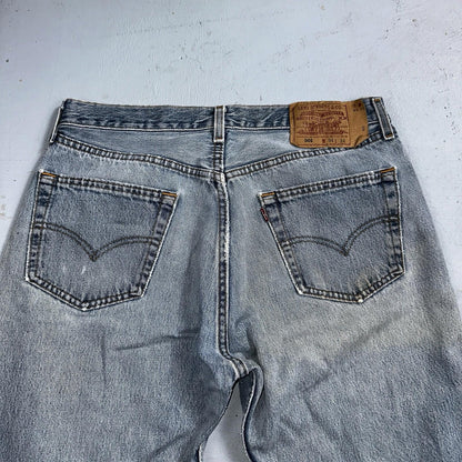 Levis 501 Vintage 90s USA XX Straight Leg Jeans 34x34 Light Wash Act 31x32