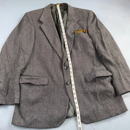 VTG Farah Wool Tweed Blazer Jacket Sport Suit Coat Gray Size 42L Herringbone