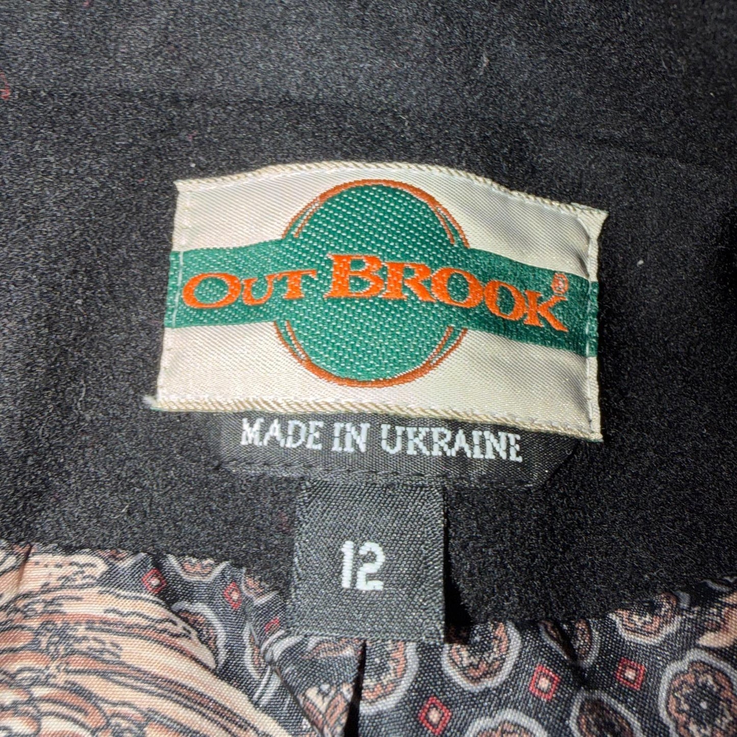 Out Brook Women's Size 12 Black Button Up Coat Wool Long Classy VTG 80s 90s