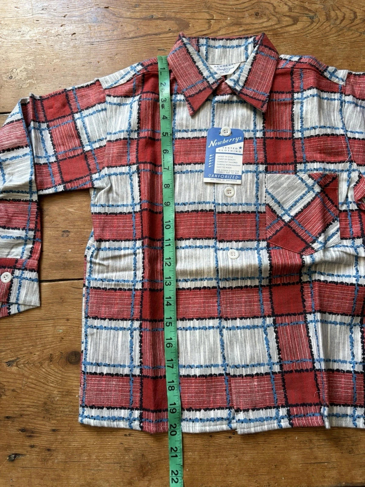 VTG 1950s NOS Plaid Flannel Boys Shirt Lot Newberry Rockabilly Size 10 RARE 50s