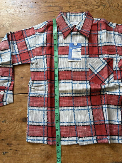 VTG 1950s NOS Plaid Flannel Boys Shirt Lot Newberry Rockabilly Size 10 RARE 50s