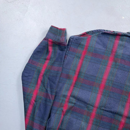 VTG Five Brother Shirt Mens M Shadow Plaid Flannel USA Red 1980s 80s Green Red