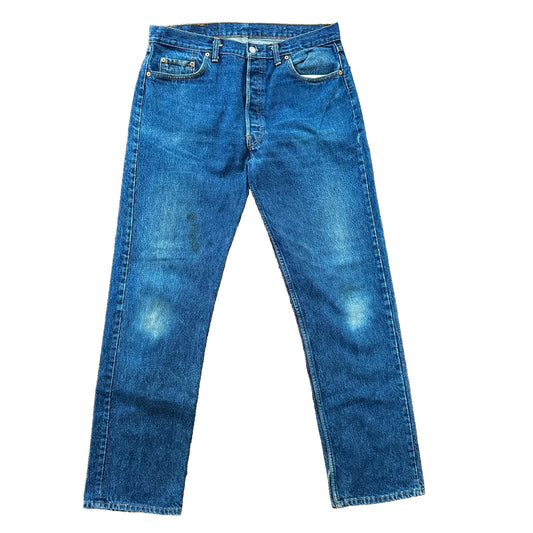 VTG 80s Levis 501 Button Fly 38x36 USA Tag Jeans Straight Wash Blue XX Act 34x32
