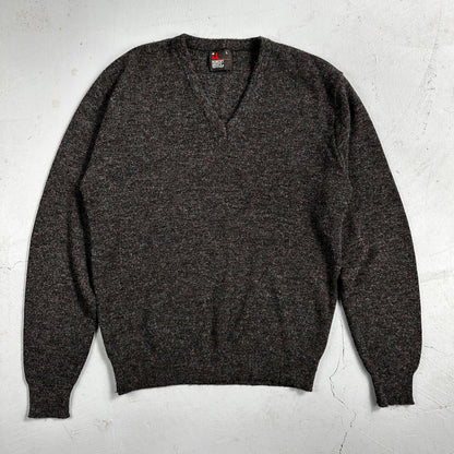 Robert Bruce Vintage Sweater Mens L Gray V Neck Knit Pullover 90s