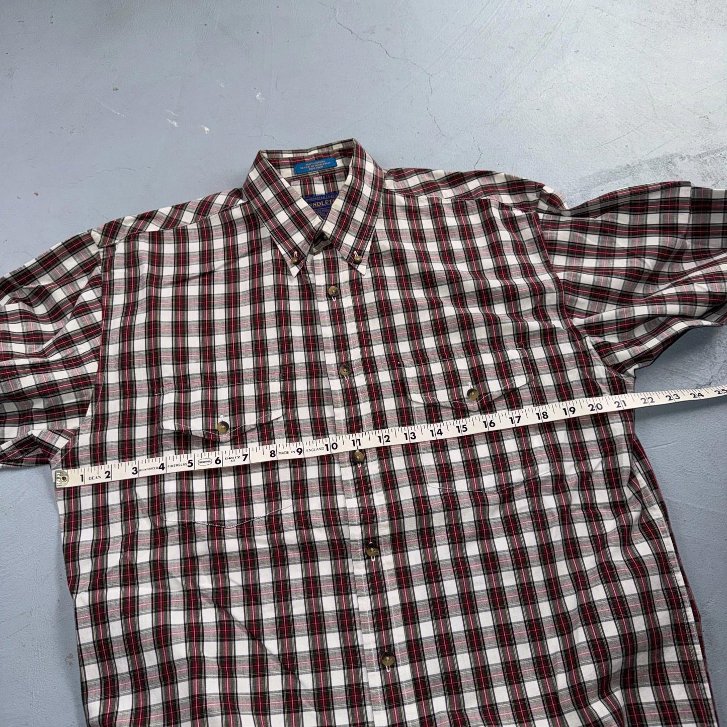 Pendleton Rancher Button Down Western Shirt Men’s S Red Plaid Cotton Rancher