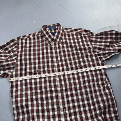 Pendleton Rancher Button Down Western Shirt Men’s S Red Plaid Cotton Rancher