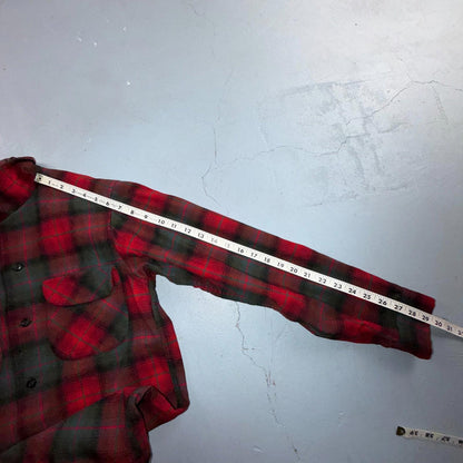 Pendleton VTG 1950s Loop Collar Board Shirt Wool Plaid Flannel Shirt Rockabilly