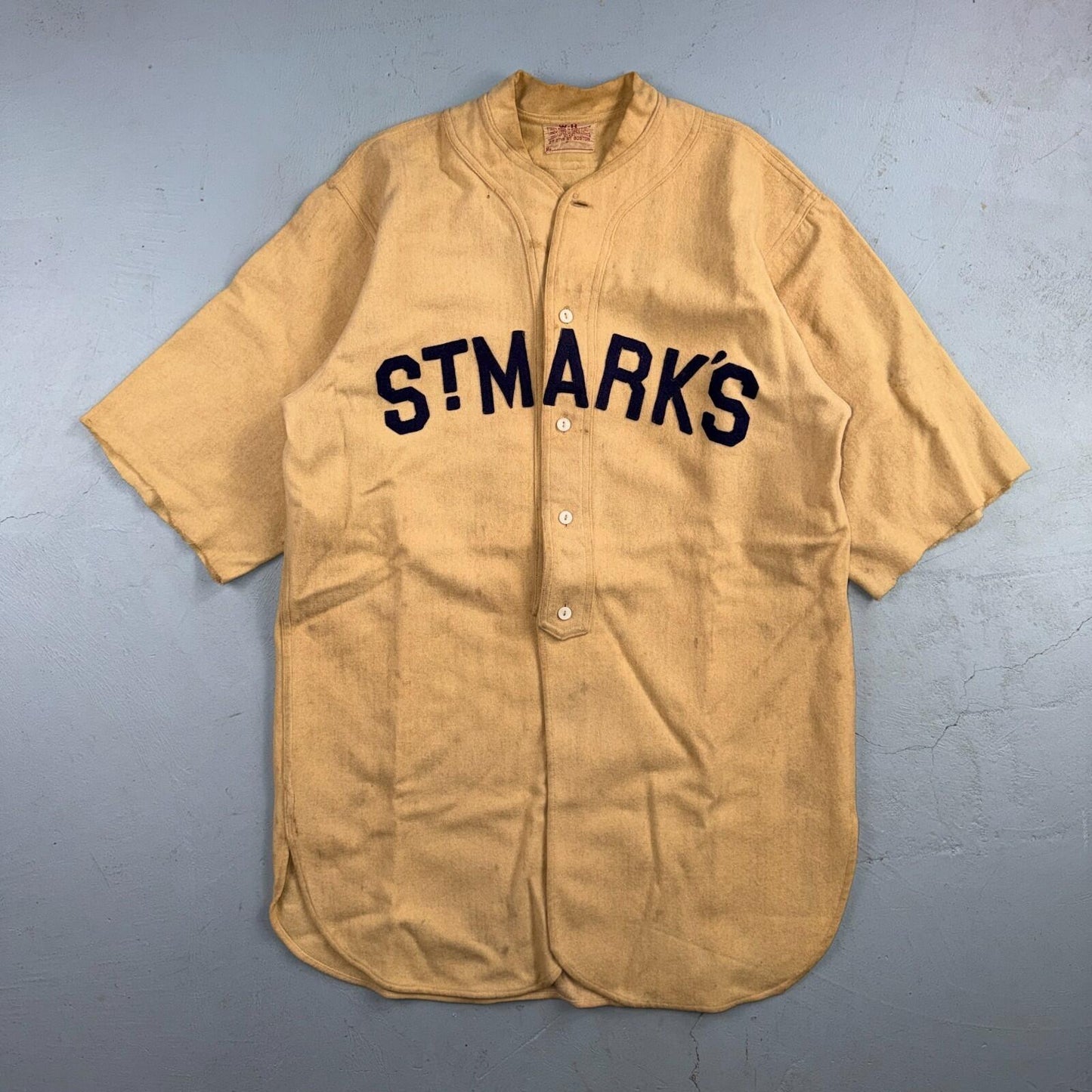 1920s St Marks W Brine Sun Collar Wool Baseball Jersey Antique 20s 30s Sports