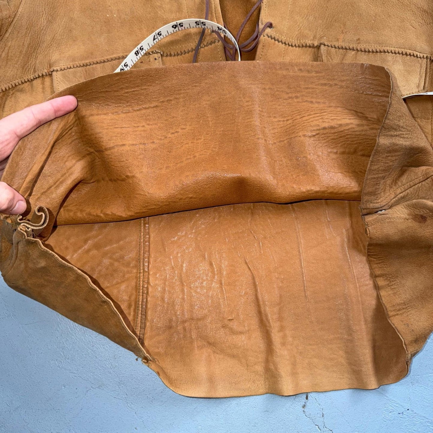 VTG 1940s Union Suede Pullover Leather Lace Up Cowboy Rockabilly Rodeo 40s Shirt