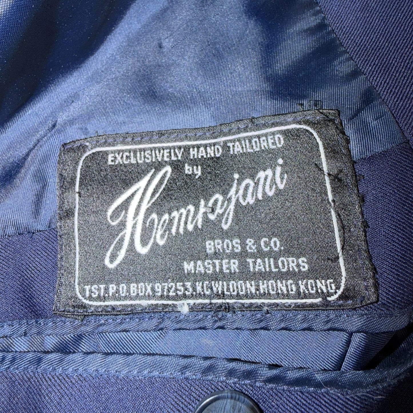 1990s Custom VTG Mens 2 PC Suit 40 Jacket Coat Pants Navy Blue Wool Rockabilly