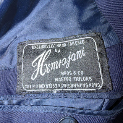 1990s Custom VTG Mens 2 PC Suit 40 Jacket Coat Pants Navy Blue Wool Rockabilly