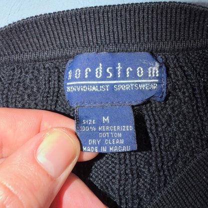 Nordstrom VTG 1990s Black Sweater Button Front Long Sleeves Cardigan Medium 90s