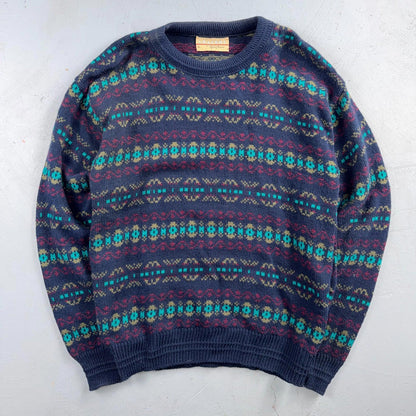 Vintage Loafers Reed St. James Sweater Men L Gray Grandpa Cosby Chunky Knit USA