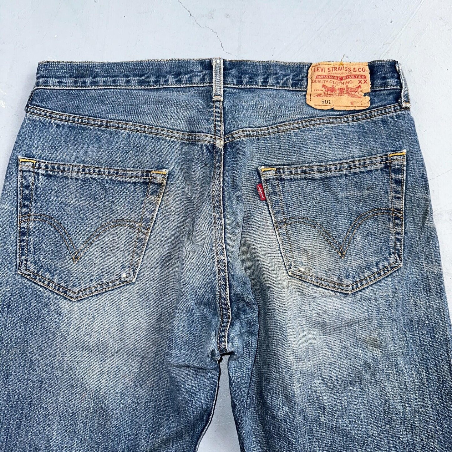 Levis 501 Vintage Y2K XX Straight Leg Jeans Blue Light Wash 34x34 Act 33x33